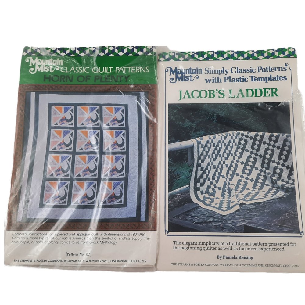 Mountain Mist Pieced Quilt Pattern Horn of Plenty & Jacobs Ladder w/ Template